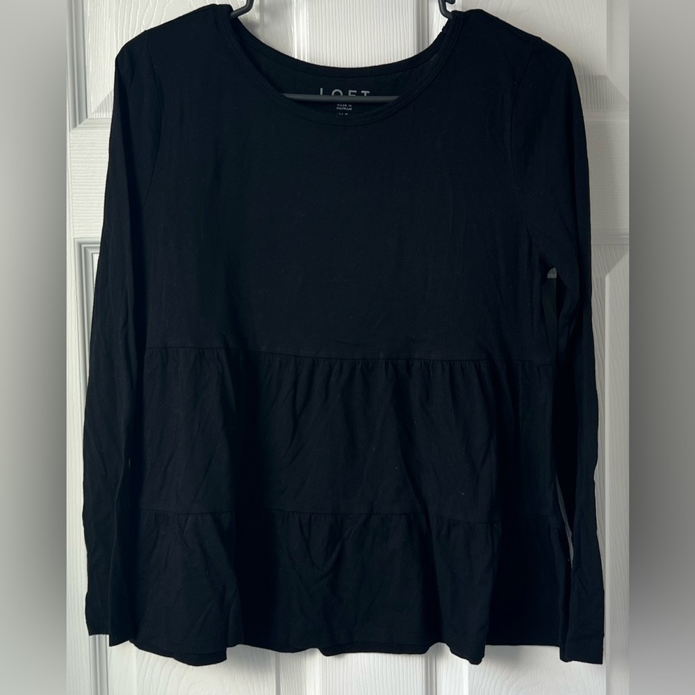 LOFT Tiered Ruffle Long Sleeve Top
